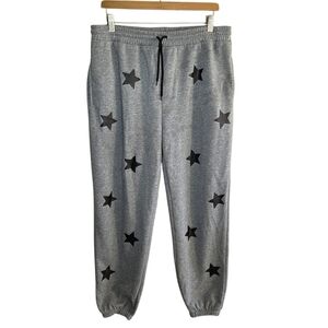 Roma Concept by Rosee Gray Jogger Sweatpants with Black Stars Junior Size XL